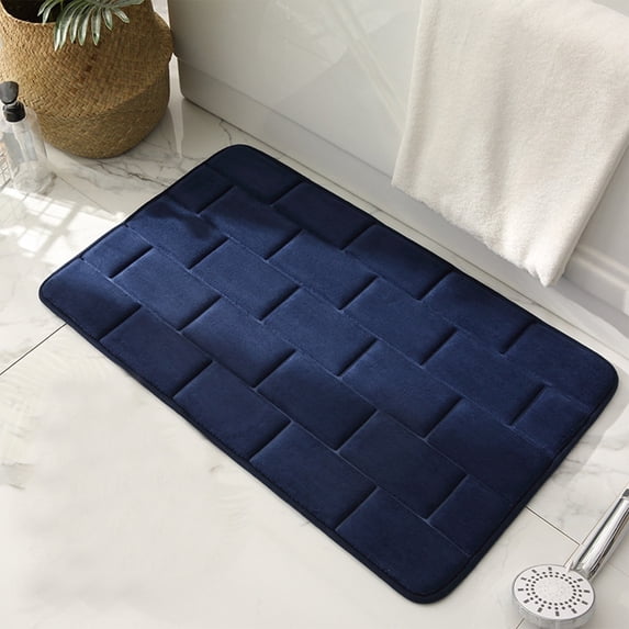 Absorbent Bathroom Rug Mat | Non-Slip Shower Toilet Entry Door Mat | Soft Velvet Surface with Rubber Backing | 16x24 Inch Modern Solid Color Floor Mat | Machine Washable