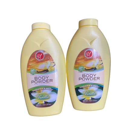Absorbent Body Powder Pure Cornstarch Shower & Bath Vanilla 10 oz 283g Each Pack of 2