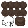 thumbnail image 1 of Absorbent Coasters 4 Inch Round Drink Coasters with Holder Heat Resistant Coasters Housewarming Gift Rustic Home Decor 8 Pack, 1 of 9