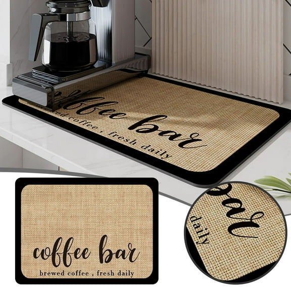 Absorbent Coffee Mat for Countertops - Stain Hide Rubber Bar Mat Quick Drying Dish Drying Accessory for Coffee Makers & Coffee Bar Areas