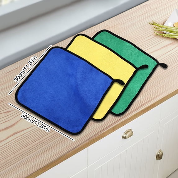 Absorbent Coral Fleece Cleaning Towels Thick Microfiber Lint Free Reusable Dish Cloths Rags for Kitchen Car Home
