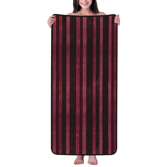 Absorbent Coral Velvet Towel 27x55in Light Soft And Fluffy Wool Circle Delicate And Not Easy To Remove The Edge Maroon Stripe_2