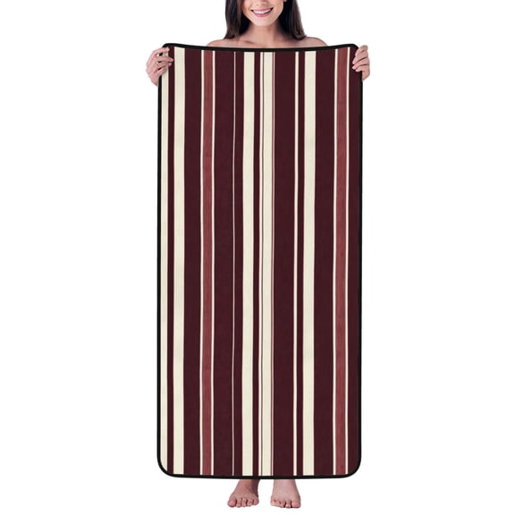 Absorbent Coral Velvet Towel 27x55in Light Soft And Fluffy Wool Circle Delicate And Not Easy To Remove The Edge Maroon Stripe_4