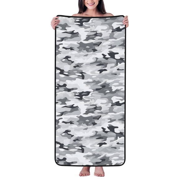 Absorbent Coral Velvet Towel 27x55in Light Soft And Fluffy Wool Circle Delicate And Not Easy To Remove The Edge Vector Camouflage Pattern Gray_3