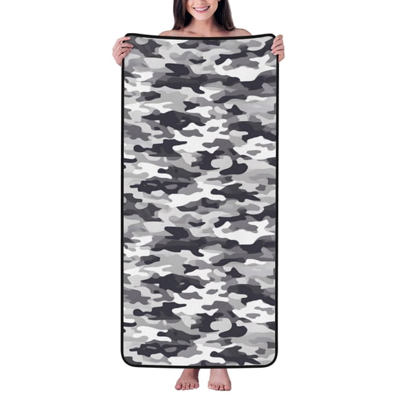 Absorbent Coral Velvet Towel 27x55in Light Soft And Fluffy Wool Circle Delicate And Not Easy To Remove The Edge Vector Camouflage Pattern Gray_4