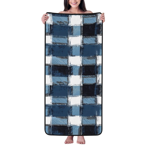Absorbent Coral Velvet Towel 27x55in Light Soft And Fluffy Wool Circle Delicate And Not Easy To Remove The Edge Mediumblue Houndstooth Buffalo Plaid Tartan Check Scotland Hand-Drawn Sketch_4