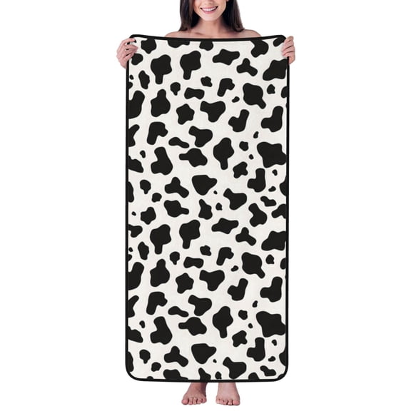 Absorbent Coral Velvet Towel 27x55in Light Soft And Fluffy Wool Circle Delicate And Not Easy To Remove The Edge Simple Cow Print Pattern, Vector Art Style_1