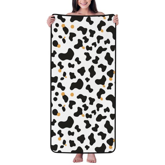 Absorbent Coral Velvet Towel 27x55in Light Soft And Fluffy Wool Circle Delicate And Not Easy To Remove The Edge Simple Cow Print Pattern, Vector Art Style_2
