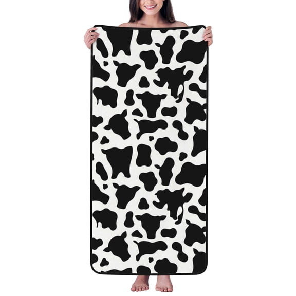 Absorbent Coral Velvet Towel 27x55in Light Soft And Fluffy Wool Circle Delicate And Not Easy To Remove The Edge Simple Cow Print Pattern, Vector Art Style_4