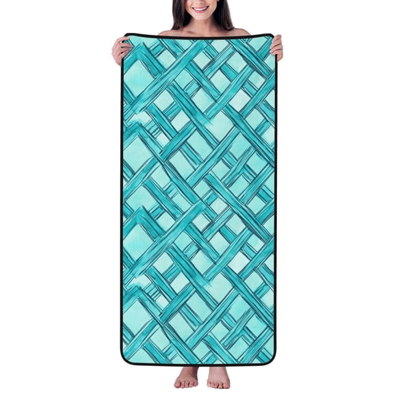 Absorbent Coral Velvet Towel 27x55in Light Soft And Fluffy Wool Circle Delicate And Not Easy To Remove The Edge Turquoise Moroccan Trellis Hand-Drawn Sketch_62922_2
