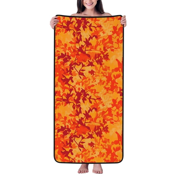 Absorbent Coral Velvet Towel 27x55in Light Soft And Fluffy Wool Circle Delicate And Not Easy To Remove The Edge Vector Camouflage Pattern Orange Red_3