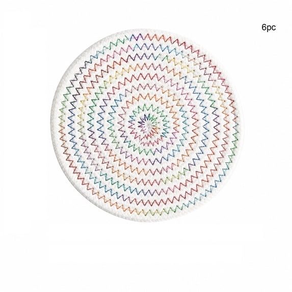 Absorbent Cotton Rope Coasters Set of 6 Round Woven Cup Mats 4 Inch for Tabletop Protection Farmhouse Home Decor Red Multicolor