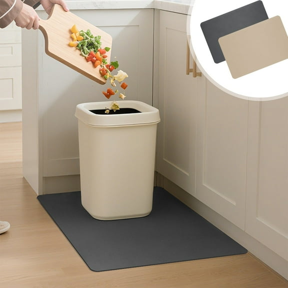 Absorbent Diatomite Floor Mat for Kitchen Trash Bin Area | Quick Drying | Dirt Resistant | Non-Slip | Easy Maintenance | 23.6x15.7 in | Beige or Gray | 1 Pack