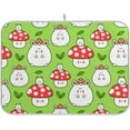 thumbnail image 1 of Absorbent Dish Drying Mat for Kitchen Counter - Cartoon Mushroom Rabbit Microfiber Drying Pad, Reversible Drainer Mats for Countertop, Small 16" x 18", 1 of 6