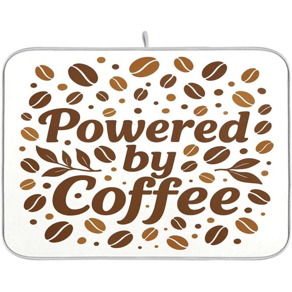 Absorbent Dish Drying Mat Microfiber Powered by Coffee Brown Dish Dryer Mats for Kitchen Counter 18 x 24 Inch