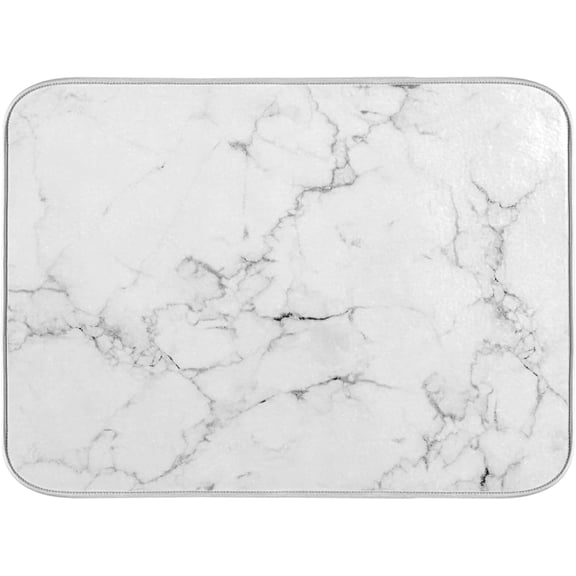 Absorbent Dish Drying Mat for Kitchen Counter - Marble Print Microfiber Drying Pad, Reversible Drainer Mats for Countertop, Medium 16 x 18 inch