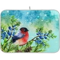thumbnail image 1 of Absorbent Dish Drying Mat for Kitchen Counter - Winter Snow Blue Bird Microfiber Drying Pad, Reversible Drainer Mats for Countertop, Small 16" x 18", 1 of 6