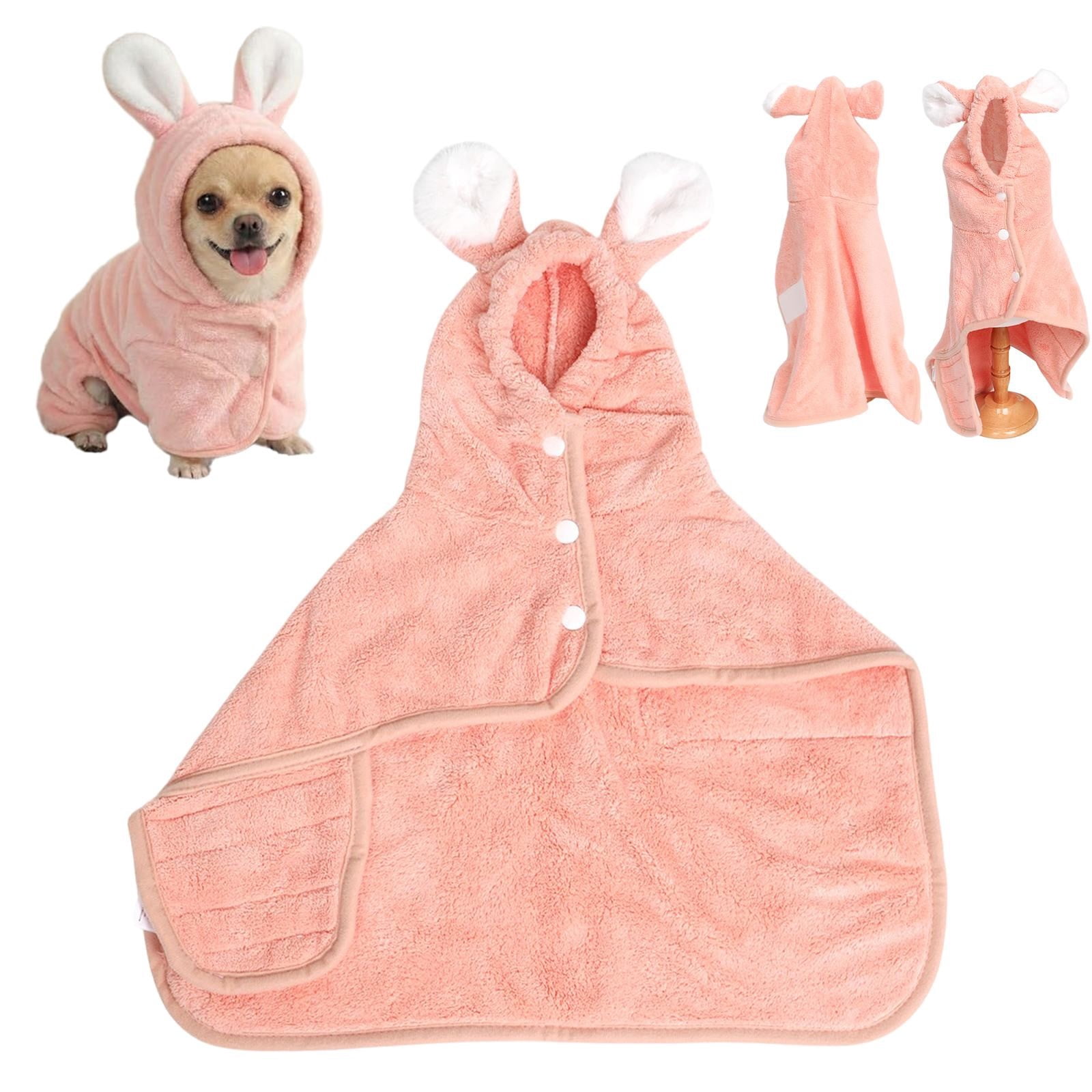Absorbent Fast Drying Dog Bathrobe with Hood Towel Wrap for Small Dogs ...