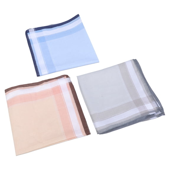 Absorbent Handkerchiefs 3Pcs Cotton Square Towel Kerchief Men Check Bandannas Hankies Sweat Wiping Towel Pocket Square