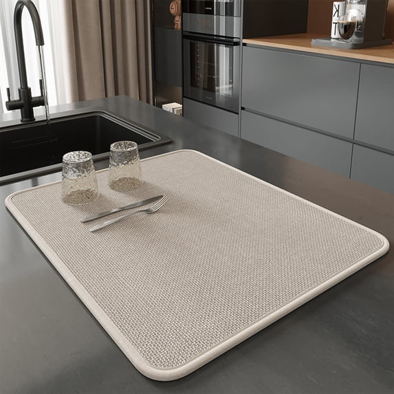 Absorbent Kitchen Counter Drying Mat, Non-Slip Dish Drying Pad for Countertop, Quick-Dry Sink Mat for Dishes, Glasses, and Utensils – Grey