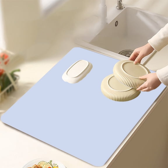 Absorbent Kitchen Dish Drying Pad, Multipurpose Diatomite Counter Sink Mat, Heat Resistant Non-Slip Cup Mat, Easy Clean Refrigerator Drawer Liner for Home Kitchen