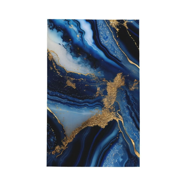 Absorbent Kitchen Towels, Navy Blue Marble Quick Drying Dish Towels for