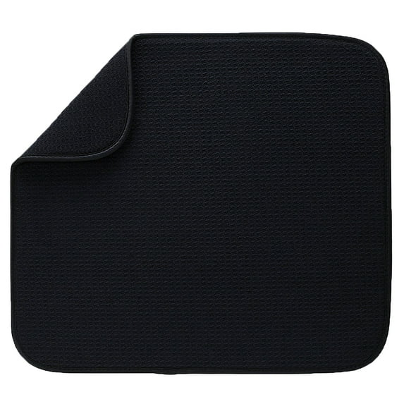 Absorbent Microfibre Drying Mat Dish Glassware Drainer Kitchen Sink Black