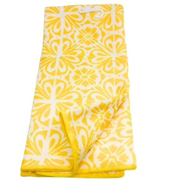 Absorbent Multi-Puepose Cotton Yellow Kitchen Towel: 1Ct