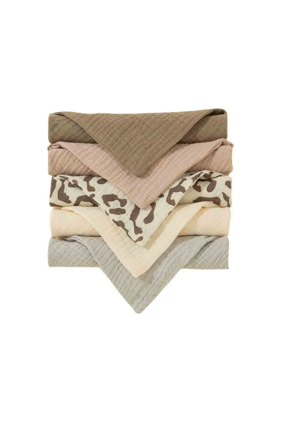 Absorbent Muslin Baby Bandana Drool Bibs for Baby Girl, 100% Cotton Muslin Baby Bibs for Drooling and Teething, Soft Baby Girl Bibs 5 Pack