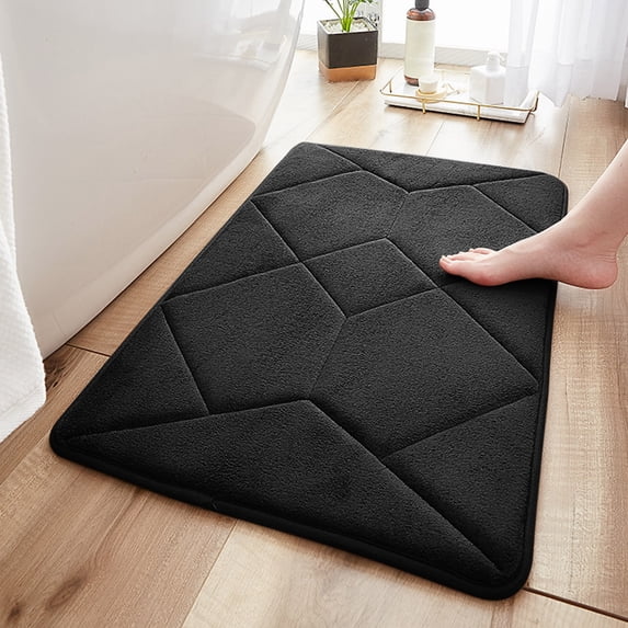 Absorbent Non Slip Bath Mat, Machine Washable Lightweight Fabric Shag Bathroom Rug, Quick Dry Water Absorption Floor Mat for Bath Tub Sink Safety, Soft Thick Microfiber