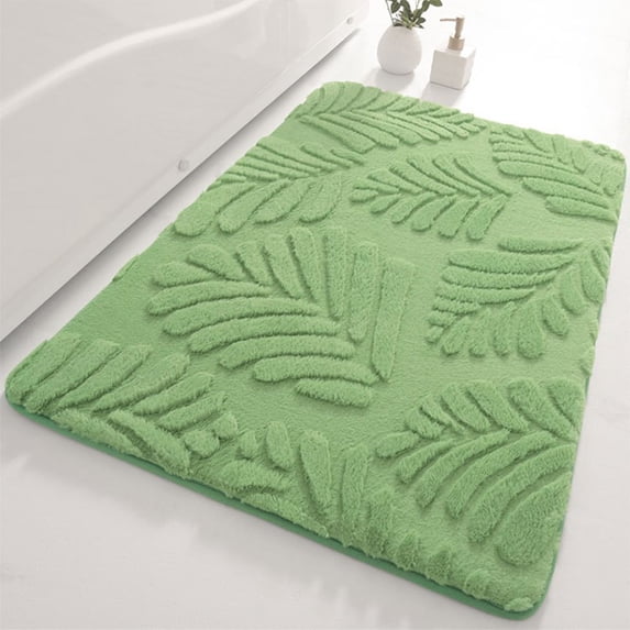 Absorbent Non-Slip Bath Mat, Machine Washable Soft Velvet Foam Rug, Quick Dry Bathroom Floor Mat for Shower Tub Safety
