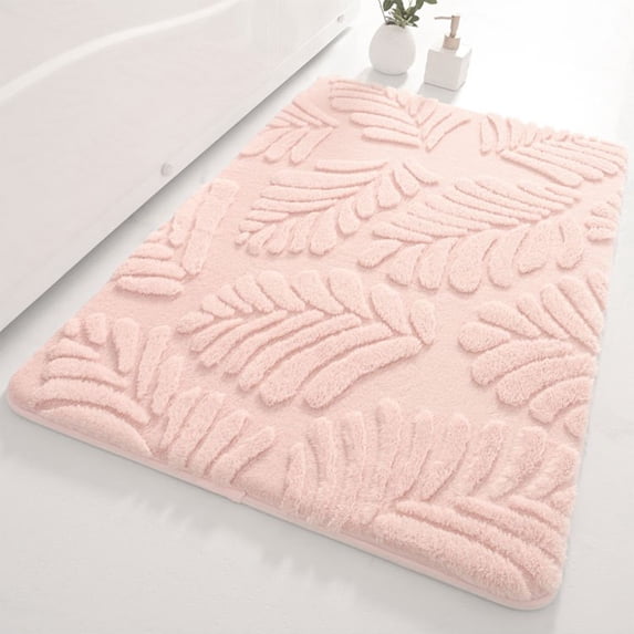Absorbent Non-Slip Bath Mat, Machine Washable Soft Velvet Foam Rug, Quick Dry Bathroom Floor Mat for Shower Tub Safety