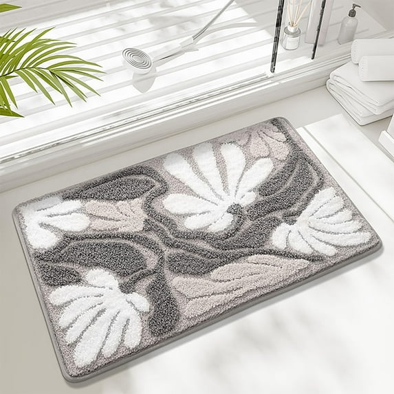 Absorbent Non Slip Bath Mat, Soft Microfiber Door Rug with TPR Backing, Plush Bathroom Carpet for Shower Tub, Bedroom Living Room Entryway Floor Mat
