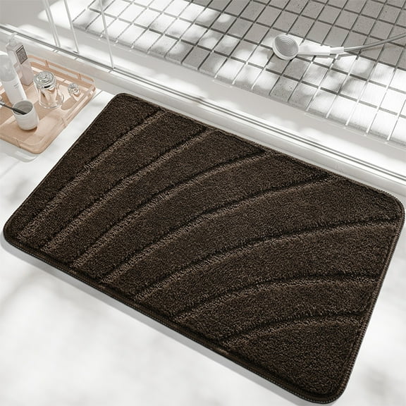 Absorbent Non Slip Bathroom Floor Mat | Polyester Carpet | Decorative Pattern | Washable Quick Dry | Multipurpose Entrance Bedroom Rug | 23.62x15.74 in | Gray Pink Brown Beige