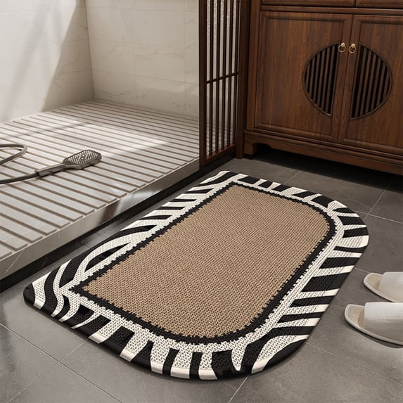 Absorbent Non-Slip Linen Bathroom Floor Mat, Machine Washable Entryway Rug, Soft Decorative Carpet for Bedroom, Bathroom, and Entrance, 23.6 x 15.7 Inch, Multicolor