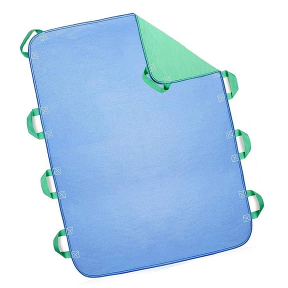 Absorbent Positioning Bed Pad with Handles Incontinent Bed Pad Washable Transfer Sheet for Elderly Adults Kids Toddler