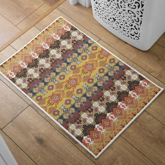 Absorbent Quick Dry Bath Mat, Non-Slip Super Strong Bath Mat, Suitable For Bathroom Shower Floor，Boho Pattern Bath Rugs