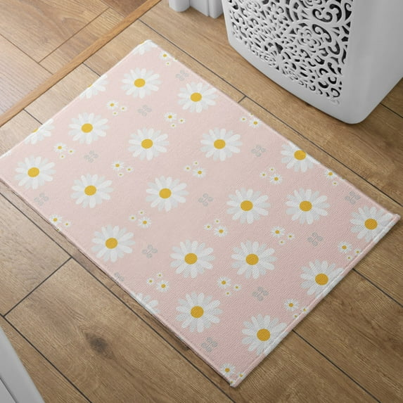 Absorbent Quick Dry Bath Mat, Non-Slip Super Strong Bath Mat, Suitable For Bathroom Shower Floor,Flower Floor Mat