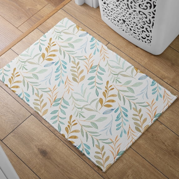 Absorbent Quick Dry Bath Mat, Non-Slip Super Strong Bath Mat, Suitable For Bathroom Shower Floor,Leaf Print Bath Rugs
