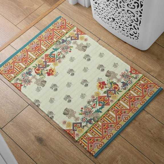 Absorbent Quick Dry Bath Mat, Non-Slip Super Strong Bath Mat, Suitable For Bathroom Shower Floor,Retro Pattern Bath Rugs
