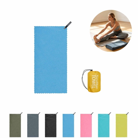 Absorbent Quick Dry Microfiber Sports Sweat Towel 16x31 Inch, Wavy Edge Textured Portable Fitness Workout Towel with Storage Carry Pouch for Gym Running Tennis Yoga Outdoor Exercise, Multi Colors