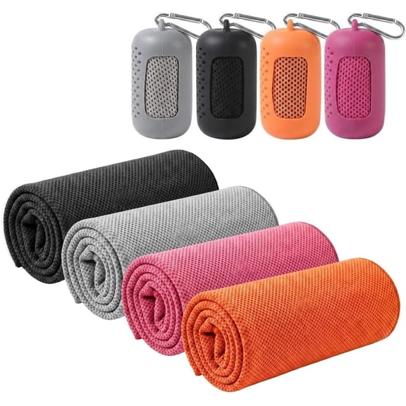 Absorbent Quick-Drying Gym Cooling Towels Cold Sweat Towel Reusable, 4 Pack 35.4"x11.8" Microfiber Ice Towel, Soft Sweat-Absorbing Breathable Chilly Towel for Sports, Gym, Running, Yoga, Camping