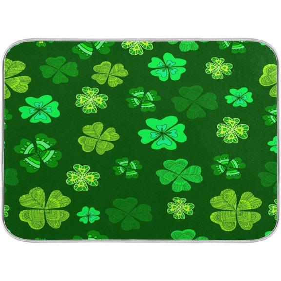 Absorbent Reversible Dish Drying Mat Clovers Heat Resistant Eco-Friendly Mat for Kitchen
