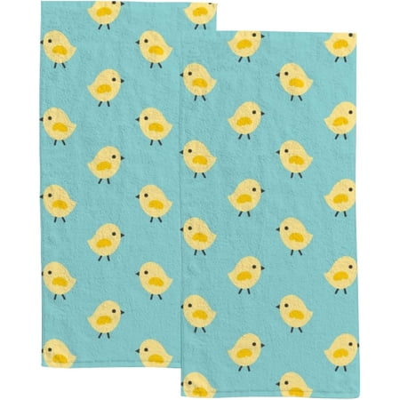 Absorbent Soft Hand Fingertip Towels 2 Pcs Face Bath Towels Set Cute Little Chickens Washcloths for Bathroom Hotel Kitchen 30x15in