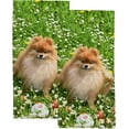 thumbnail image 1 of Absorbent Soft Hand Fingertip Towels 2 Pcs Face Bath Towels Set Dog Sits in a Spring Meadow Washcloths for Bathroom Hotel Kitchen 30x15in, 1 of 6