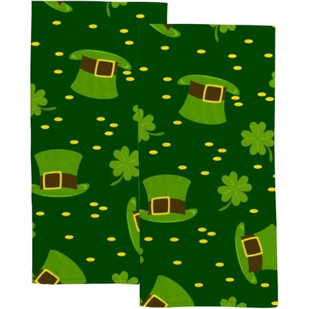 Absorbent Soft Hand Fingertip Towels 2 Pcs Face Bath Towels Set Patrick Clovers Hats Washcloths for Bathroom Hotel Kitchen 30x15in