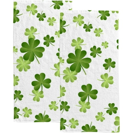 Absorbent Soft Hand Fingertip Towels 2 Pcs Face Bath Towels Set Shamrocks St. Patrick's Day Symbol Washcloths for Bathroom Hotel Kitchen 30x15in