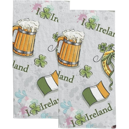 Absorbent Soft Hand Fingertip Towels 2 Pcs Face Bath Towels Set St. Patrick's Day with a Pot of Gold Washcloths for Bathroom Hotel Kitchen 30x15in