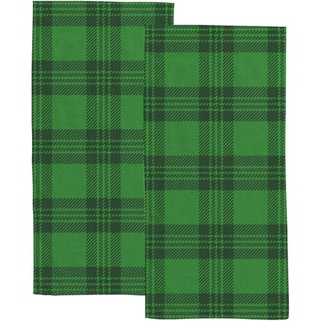 Absorbent Soft Hand Fingertip Towels 2 Pcs Face Bath Towels Set St. Patricks Day Tartan Plaid Washcloths for Bathroom Hotel Kitchen 30x15in