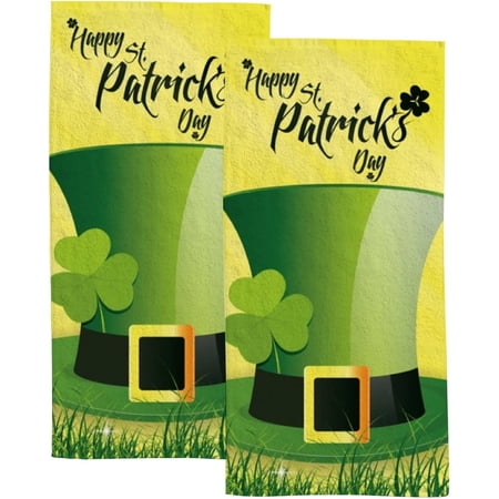 Absorbent Soft Hand Fingertip Towels 2 Pcs Face Bath Towels Set Traditional St. Patrick's Hat Washcloths for Bathroom Hotel Kitchen 30x15in